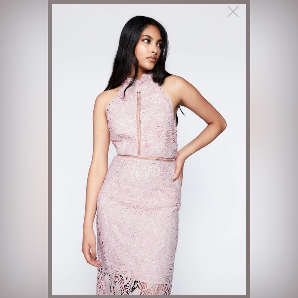 Bardot Willow Floral Lace Dress in Blush